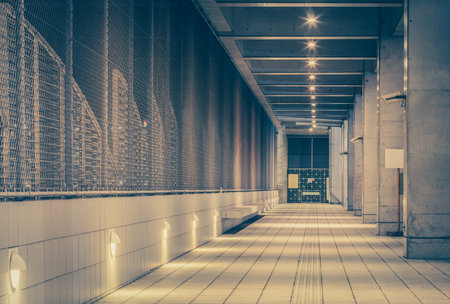 Perspective of corridor in the modern office buildingの写真素材