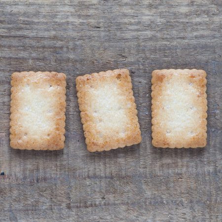 Piece of Mini coconut biscuit on wood table background