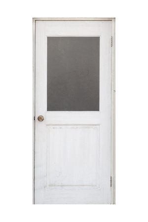 White wood door vintage style isolated on white backgroundの写真素材