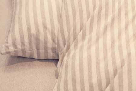 Close - up Pillow and blanket on bedの写真素材