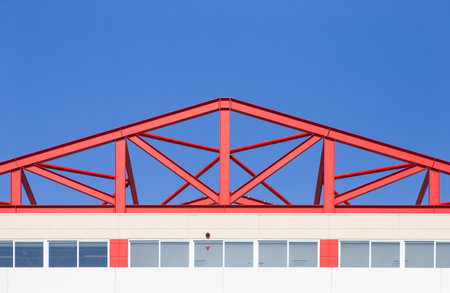 Steel structure of roof at new industrial buildingの写真素材