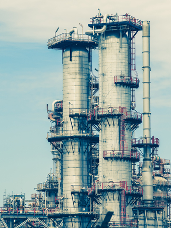 Industrial view at oil refinery plant form industry zoneの写真素材