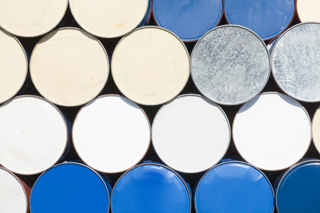 Stack of Oil barrels at oil refinery areaの写真素材