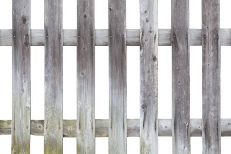 Wood fence pattern isolated on white backgroundの写真素材