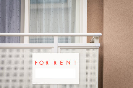 Rental Real Estate Sign in Front of houseの写真素材