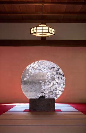 Japanese traditional architecture and garden in beautiful spring seasonのeditorial素材