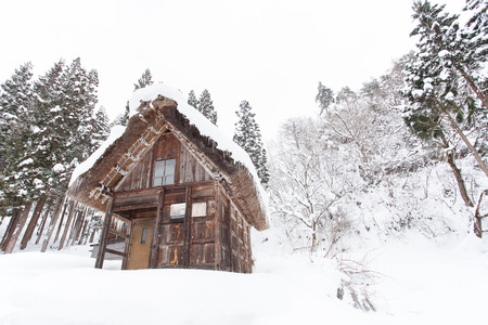 Site Shirakawago village with snow in winterのeditorial素材