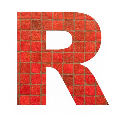 English alphabet letters with black red mosaic background photo isolated on white backgroundの写真素材