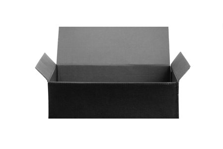 Black paper box opened isolated on white background