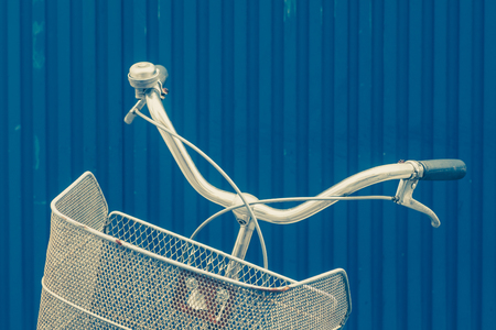 Close - up Vintage bike basket and handleの写真素材