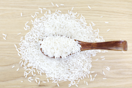 Asian white rice or uncooked white riceの写真素材