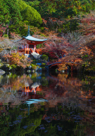 Beautiful Japanese garden in autumn season at world heritage Daigoji Temple , Kyotoのeditorial素材