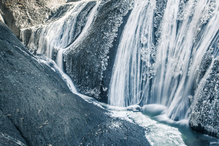 Ice waterfall in winter season Fukuroda Falls , Ibaraki prefecture , Japanの写真素材