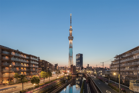 Tokyo city view , Tokyo evening view with Tokyo Skytree landmarkのeditorial素材