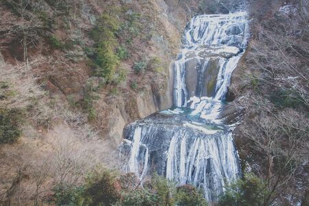 Ice waterfall in winter season Fukuroda Falls , Ibaraki prefecture , Japanの写真素材