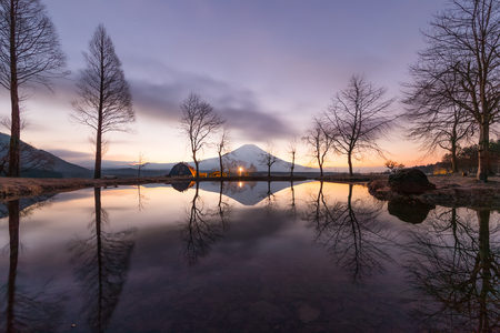 Mountain Fuji in the morning at Fumotopara camping ground, Fujinomiya , Shizuoka prefectureの写真素材