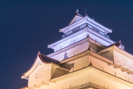 Fukushima Tsuruga castle with light upのeditorial素材