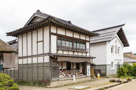 FUKUSHIMA, Japan - JUNE 22, 2017:  Ouchijuku village is a fomer post town along the Aizu-Nishi Kaido trade route, which connected Aizu with Nikko during the Edo periodのeditorial素材