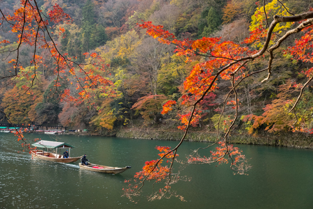Arashiyama town at kyoto in autumnのeditorial素材
