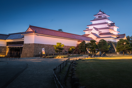 Fukushima Tsuruga castle with light upのeditorial素材