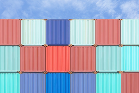 Colorful stack of container shipping at dockyardの写真素材