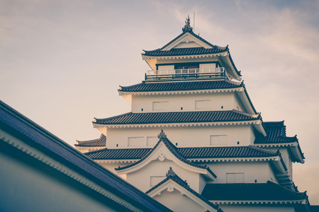 Tsuruga Castle at Aizuwakamatsu , Fukushima prefevture. Tsuruga castle is the greatest castle in east Japan.のeditorial素材