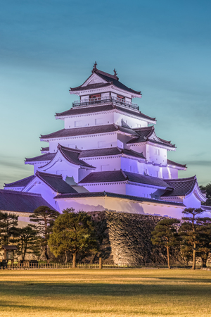 Tsuruga Castle at Aizuwakamatsu , Fukushima prefevture. Tsuruga castle is the greatest castle in east Japan.のeditorial素材