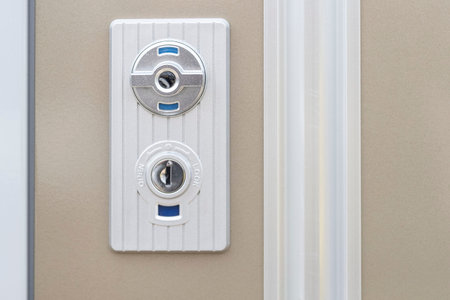 Close - up metal door lock