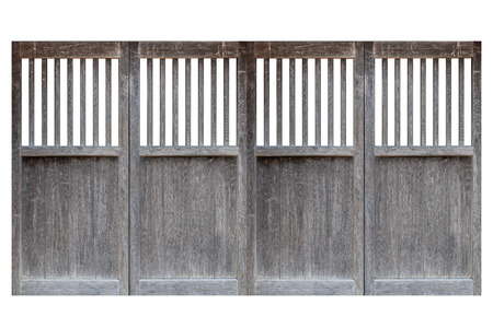 Old Japanese style wooden door  isolated on white backgroundの写真素材