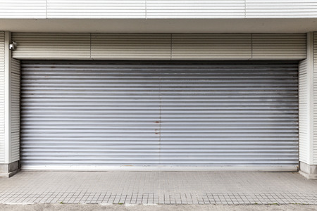 Closed shutter doors of the garageの写真素材
