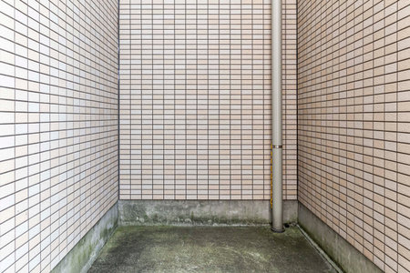 Perspective of Empty white basement concrete room