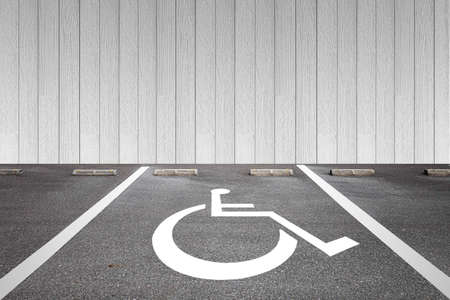 Empty outdoor public parking for the disabledの写真素材
