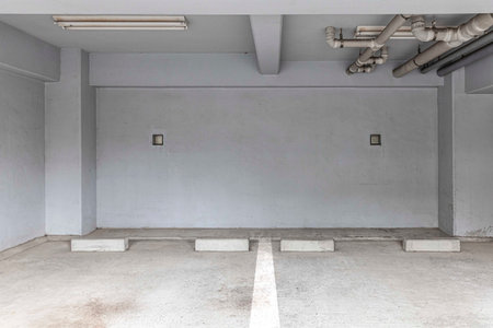 Empty Parking on the ground floor below the apartment building