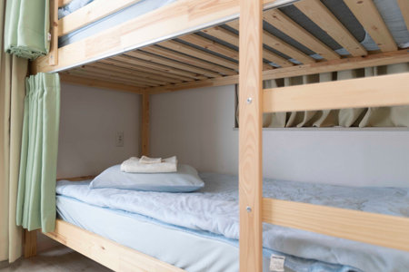 Close - up Bunk bed and mattress in guest house room