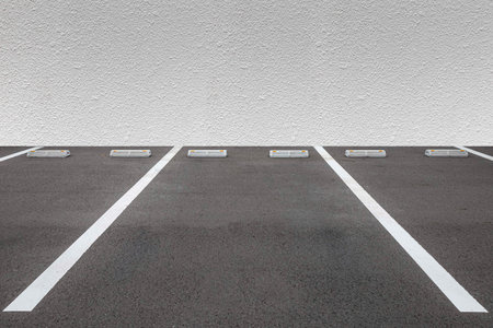 Empty car parking, Car parking lot with white mark, Parking lane outdoor in public park