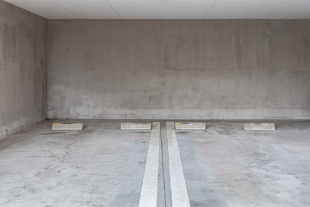 Empty Parking on the ground floor below the apartment building