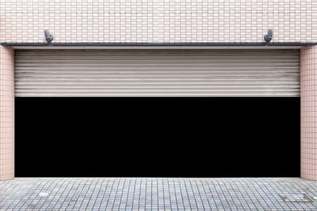 Garage at the building that opens the doorの写真素材