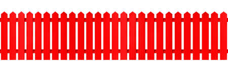 Panorama of Red wood fence isolated on a white backgroundの写真素材