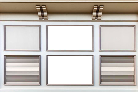 A large blank billboard on the wall of the building