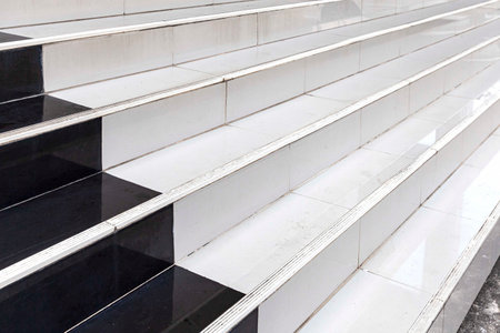 White marble staircase and outdoor Granite floorの写真素材