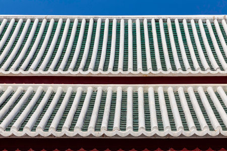 Clay tile roof at Thai temple pattern and background seamless
