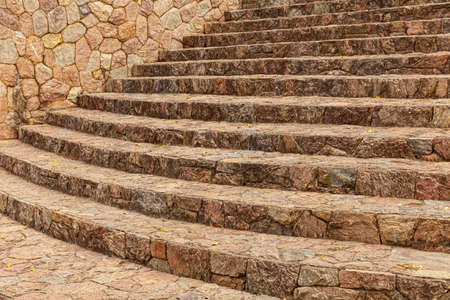 Exterior light brown sandstone stairs pattern and backgroundの写真素材