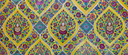 Panorama of Vintage antique ceramic tile pattern texture and seamless background