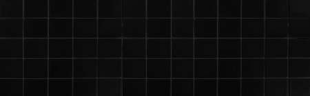 Panorama of Black wall glazed tile texture and background seamlessの写真素材