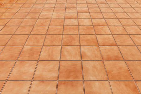 Perspective View Monotone Brown Brick Stone Pavement on The Ground for Street Roadの写真素材