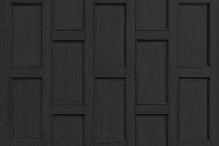 Black wooden house wall, Thai style house pattern and background seamlessの写真素材