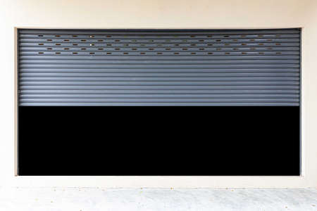 Steel shutter door stores open and closeの写真素材