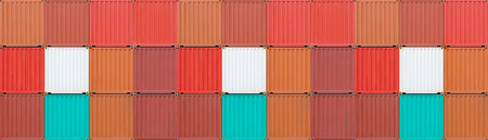 Panorama of Colorful stack of container shipping at dockyard