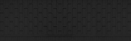 Panorama of Black wooden house wall, Thai style house pattern and background seamless