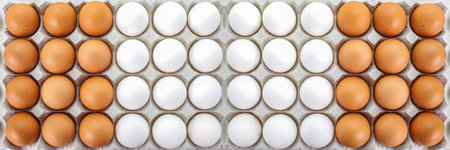 A panel of fresh brown and white eggs pattern and background